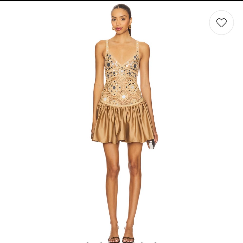 Retrofete Thelma Crochet Dress in Metallic Honey Beige